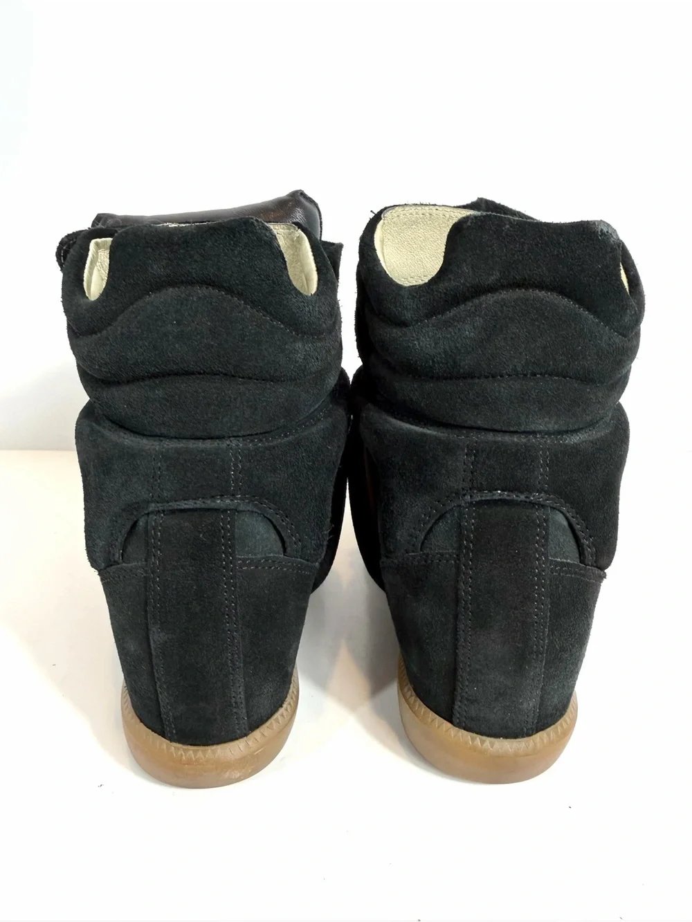 Isabel Marant Black Suede Bekett Wedge High Top Sneakers Size 37 Leather